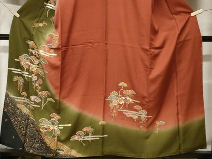 平和屋着物■訪問着 エ霞地紙松花文 暈し染め 金銀彩 正絹 逸品 CABF3795ev