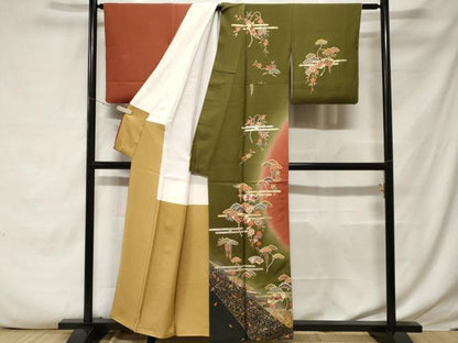 平和屋着物■訪問着 エ霞地紙松花文 暈し染め 金銀彩 正絹 逸品 CABF3795ev