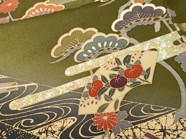 平和屋着物■訪問着 エ霞地紙松花文 暈し染め 金銀彩 正絹 逸品 CABF3795ev