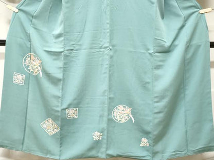 平和屋着物■訪問着 駒刺繍 花鳥草花丸文 正絹 逸品 CABF3796ev