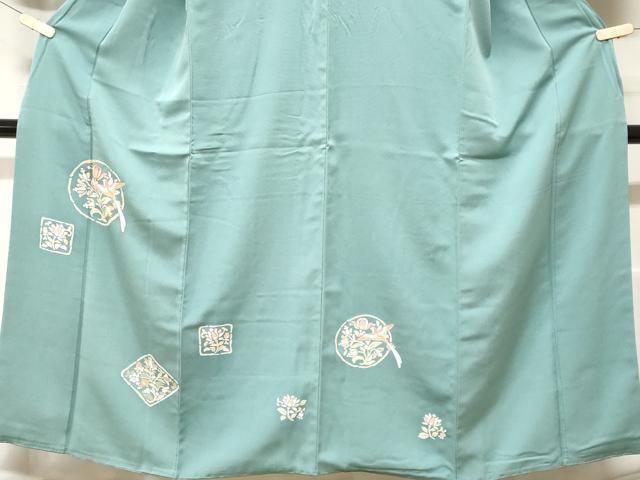 平和屋着物■訪問着 駒刺繍 花鳥草花丸文 正絹 逸品 CABF3796ev