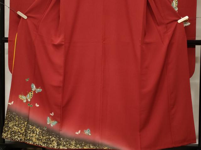 平和屋着物●豪華振袖　駒刺繍　花蝶文　暈し染め　金銀彩　正絹　逸品　AABH5279ph 平和屋着物○豪華振袖 駒刺繍 花蝶文 暈し染め 金銀彩 正絹 逸品