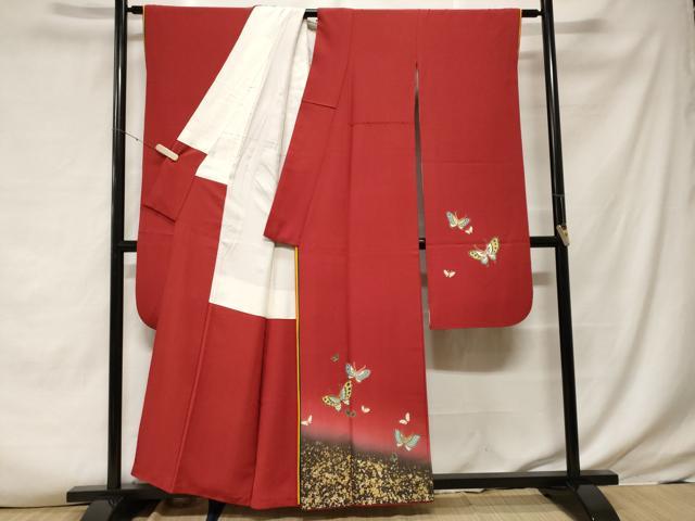 平和屋着物□豪華振袖 駒刺繍 花蝶文 暈し染め 金銀彩