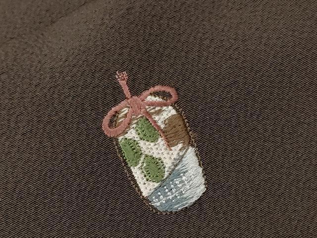 平和屋着物■訪問着　刺繍　だるま　仕覆　茶器　正絹　逸品　CABF3804ev