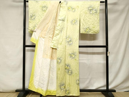 平和屋着物■上質な小紋　手描き　舞花文　暈し染め　正絹　逸品　CABF3815ev