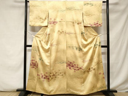 平和屋着物■上質な小紋　楓芝草横段文　暈し染め　正絹　逸品　CABF3820ev