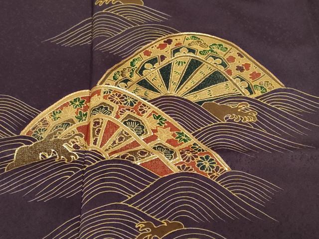 平和屋着物■訪問着　駒刺繍　流水片輪車花文　金彩　正絹　逸品　CABF3824ev