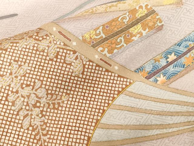 平和屋着物■豪華色留袖　駒刺繍　扇面吉祥文　暈し染め　金彩　正絹　逸品　CABF3830ev