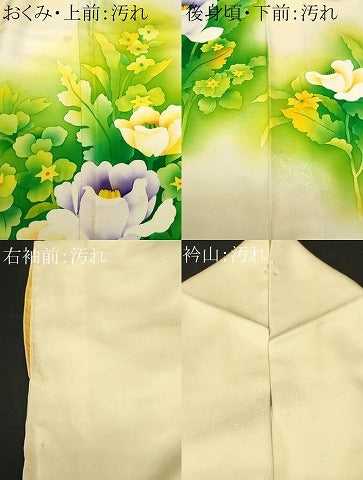 平和屋着物■訪問着　手描き　草花文　暈し染め　正絹　逸品　CABF3835ev