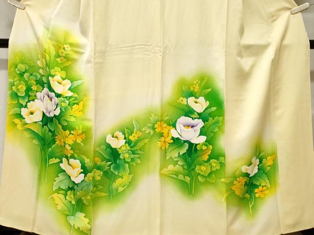 平和屋着物■訪問着　手描き　草花文　暈し染め　正絹　逸品　CABF3835ev