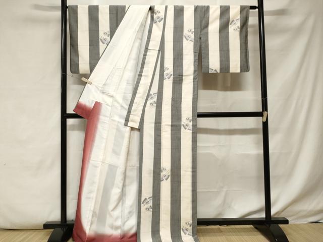 平和屋着物■上質な紬　舞蝶間道　正絹　逸品　CABF3839ev
