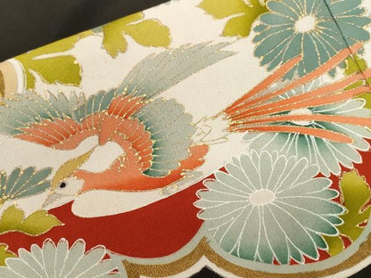 平和屋着物■豪華黒留袖　刺繍　雲取り鳳凰花文　金彩　正絹　逸品　CABF3842ev