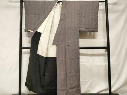 平和屋着物■上質な紬　格子　正絹　逸品　CABF3844ev