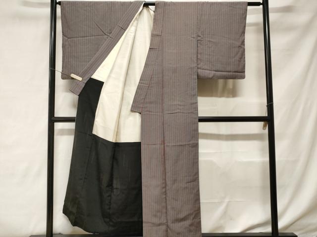 平和屋着物■上質な紬　格子　正絹　逸品　CABF3844ev