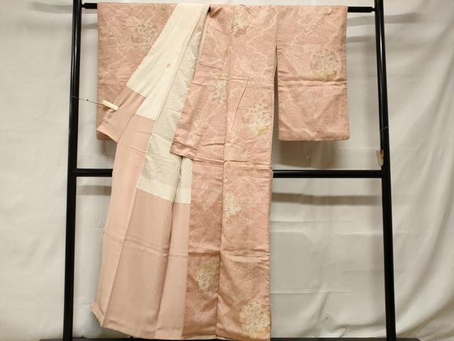平和屋着物■訪問着　切嵌御所車花文　金糸　正絹　逸品　CABF3849ev