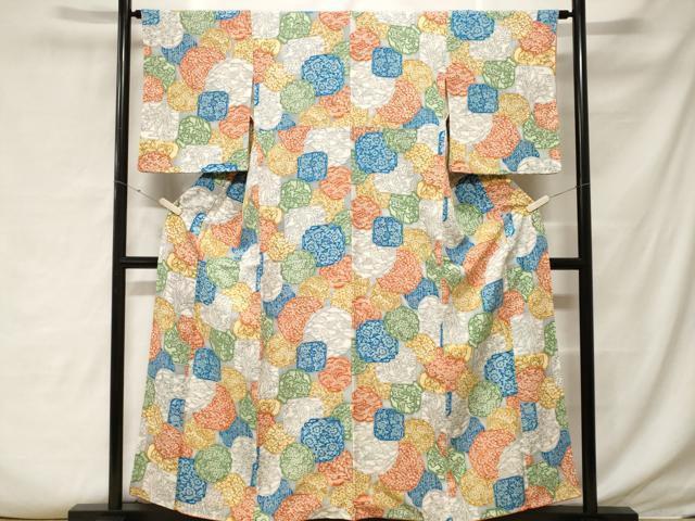 平和屋着物■上質な小紋　絵皿花鳥文　正絹　逸品　CABF3851ev