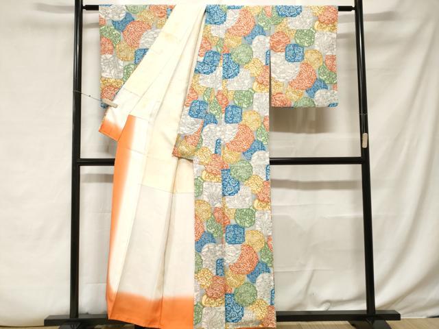 平和屋着物■上質な小紋　絵皿花鳥文　正絹　逸品　CABF3851ev
