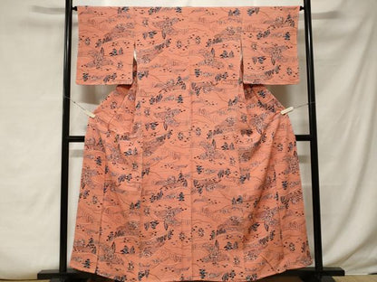 平和屋着物■上質な小紋　風景文　正絹　逸品　未使用　CABF3855ev