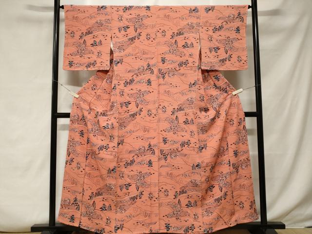 平和屋着物■上質な小紋　風景文　正絹　逸品　未使用　CABF3855ev