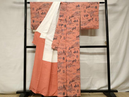 平和屋着物■上質な小紋　風景文　正絹　逸品　未使用　CABF3855ev