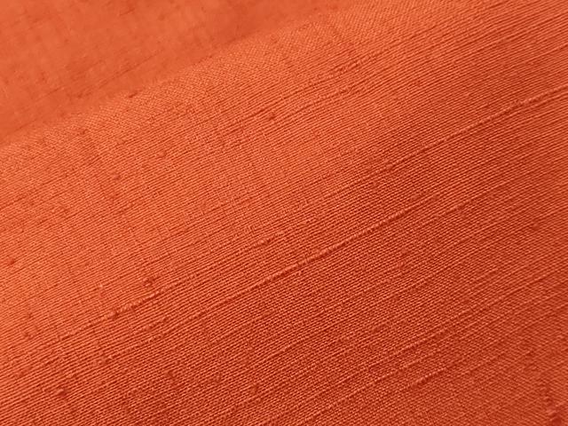 平和屋着物＃道中着　色無地　紬地　樺色　ロング丈　正絹　逸品　CABF3861ev