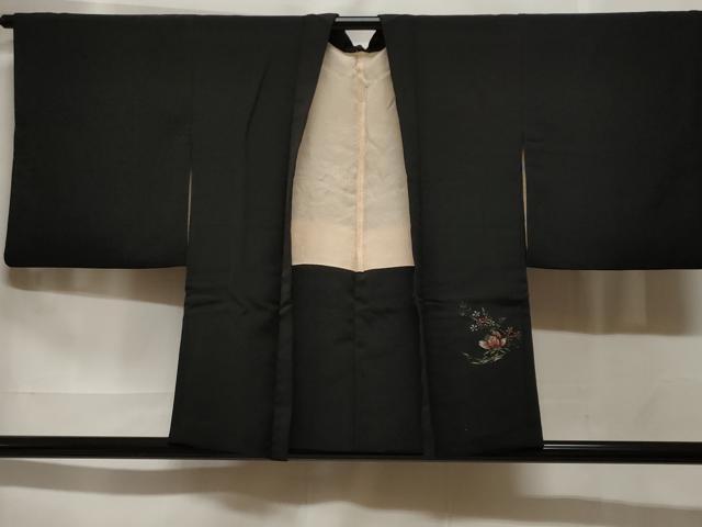 平和屋着物＃羽織　寿光織　几帳花文　黒地　金銀糸　正絹　逸品　CABF3863ev