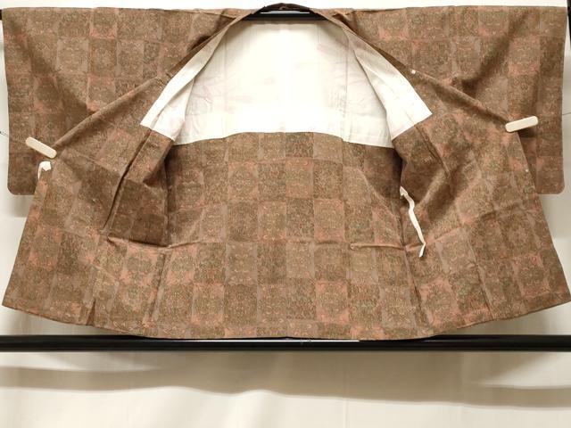 平和屋着物＃道行コート　幾何学花文　正絹　逸品　CABF3865ev