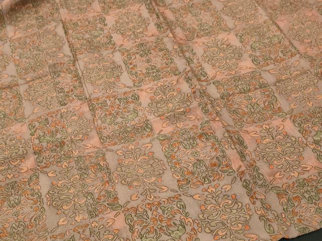 平和屋着物＃道行コート　幾何学花文　正絹　逸品　CABF3865ev
