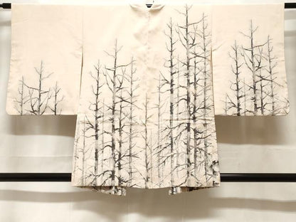 平和屋着物＃羽織　寿光織　樹林文　銀糸　正絹　逸品　CABF3871ev