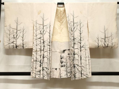 平和屋着物＃羽織　寿光織　樹林文　銀糸　正絹　逸品　CABF3871ev