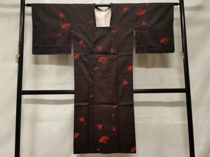 平和屋着物＃道行コート　雨コート　扇面文　ロング丈　やまと誂製　正絹　逸品　未使用　CABF3872ev
