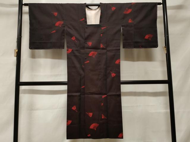 平和屋着物＃道行コート　雨コート　扇面文　ロング丈　やまと誂製　正絹　逸品　未使用　CABF3872ev