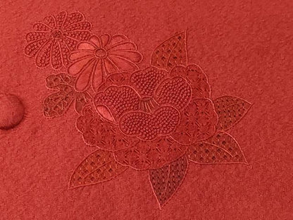 平和屋着物＃中国三大刺繍　スワトウ相良刺繍　総刺繍　道行コート　熨斗草花文　正絹　逸品　CABF3876ev