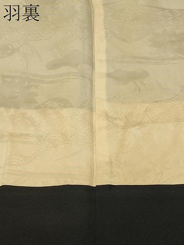 平和屋着物＃羽織　寿光織　文箱花文　黒地　金銀糸　正絹　逸品　CABF3877ev