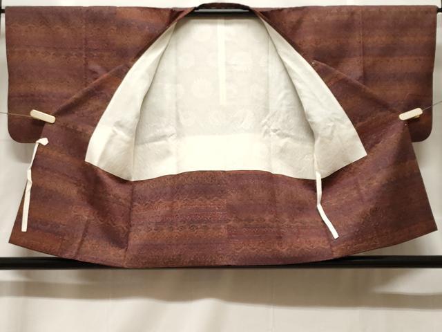 平和屋着物＃道行コート　ふくれ織　横段幾何学花文　正絹　逸品　CABF3878ev