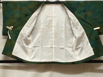 平和屋着物＃道行コート　輪奈ビロード　幾何学文　暈し染め　正絹　逸品　CABF3886ev