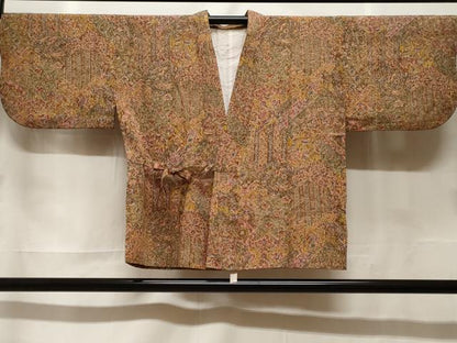平和屋着物＃道中着　切嵌更紗花鳥文　正絹　逸品　CABF3891ev