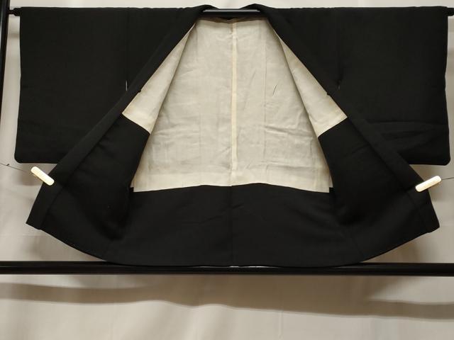 平和屋着物＃羽織　総刺繍　草花文　黒地　正絹　逸品　CABF3894ev
