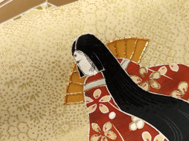 平和屋着物＃羽織　駒刺繍　十二単　花文　黒地　金彩　正絹　逸品　未使用　CABF3897ev