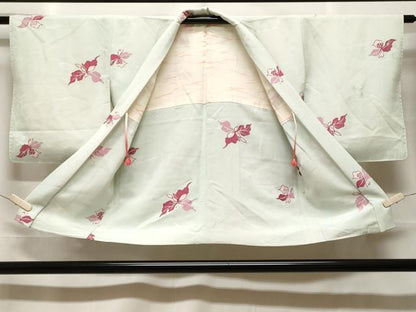 平和屋着物＃羽織　地紋起こし　流水花文　正絹　逸品　CABF3899ev