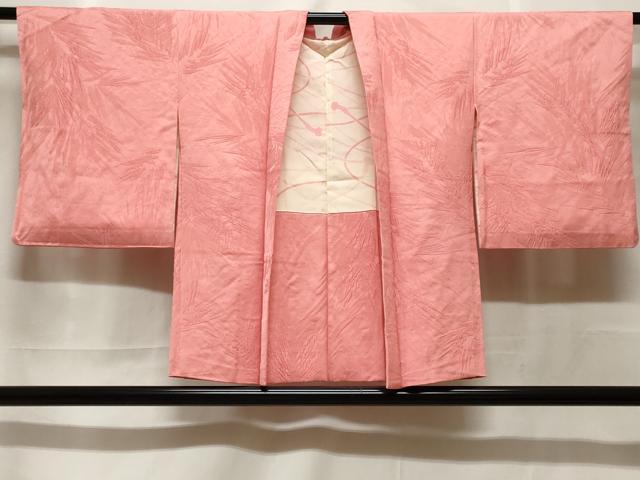 平和屋着物＃羽織　色無地　舞葉地紋　薄紅色　正絹　逸品　CABF3903ev