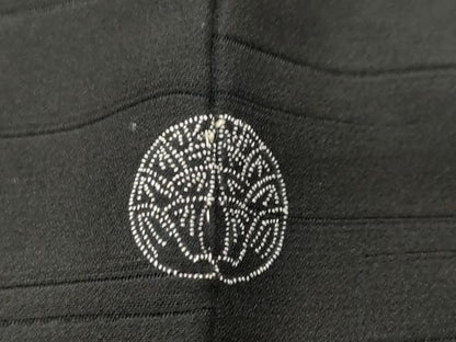 平和屋着物＃羽織　寿光織　舞葉文　黒地　金糸　正絹　逸品　CABF3912ev