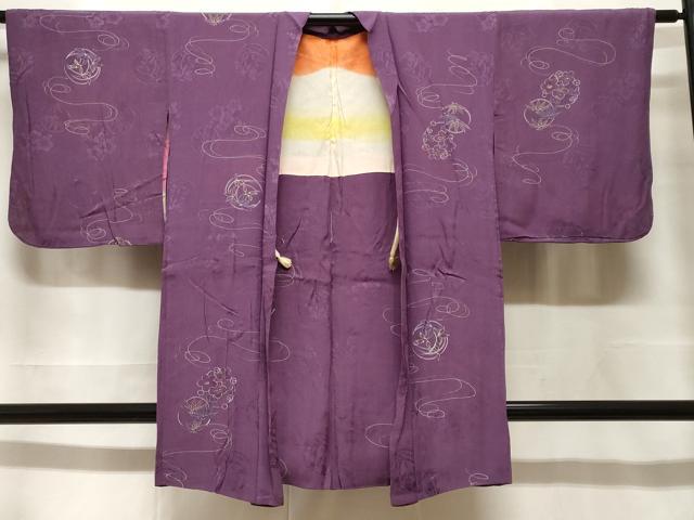 平和屋着物＃長羽織　刺繍　笹梅丸文　正絹　逸品　CABF3914ev