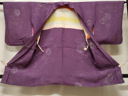平和屋着物＃長羽織　刺繍　笹梅丸文　正絹　逸品　CABF3914ev