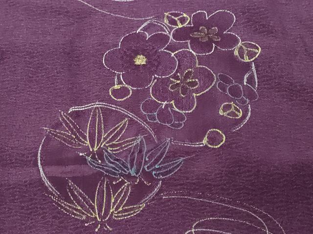 平和屋着物＃長羽織　刺繍　笹梅丸文　正絹　逸品　CABF3914ev
