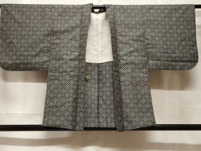平和屋着物＃羽織　紬地　菱幾何学文　正絹　逸品　CABF3916ev