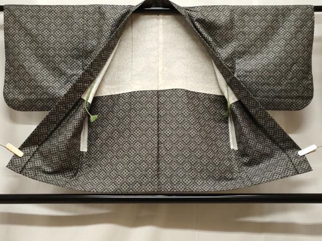 平和屋着物＃羽織　紬地　菱幾何学文　正絹　逸品　CABF3916ev