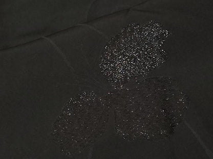 平和屋着物＃羽織　寿光織　花唐草文　黒地　銀糸　正絹　逸品　CABF3920ev