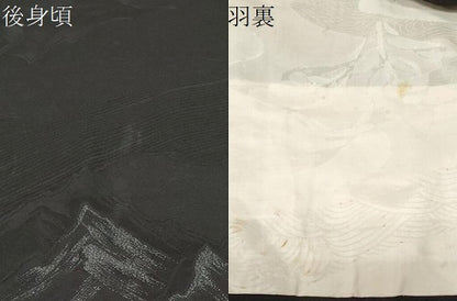 平和屋着物＃羽織　寿光織　遠山文　黒地　金銀糸　正絹　逸品　CABF3922ev