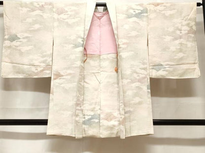 平和屋着物＃羽織　寿光織　霞文　銀糸　正絹　逸品　CABF3925ev
